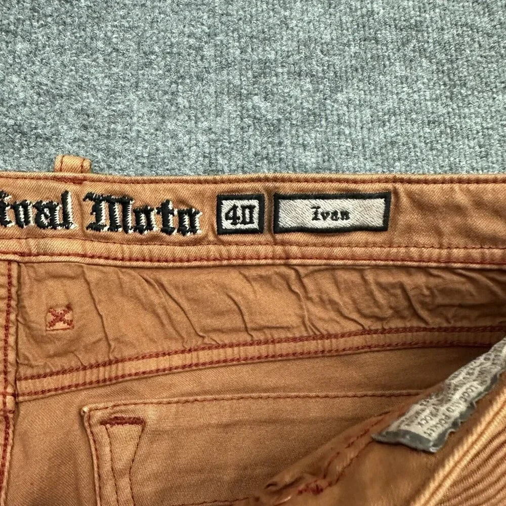 Rock Revival Moto Ivan Jeans Sz 40 Orange Slim Stretch Biker Y2K Distressed NWT